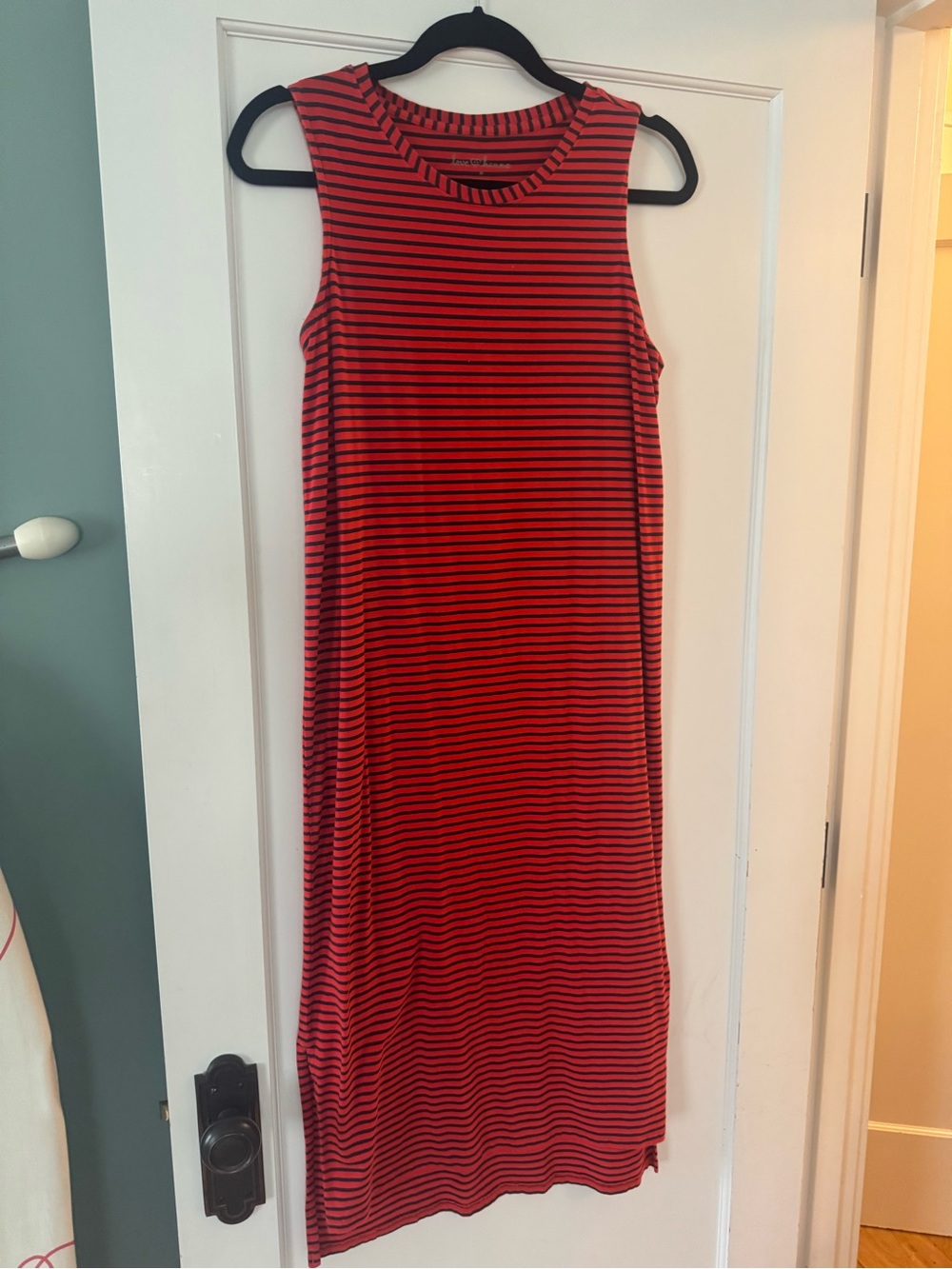 Hanna Andersson Love Hanna Sleeveless Red & Navy Striped Midi Dress